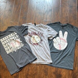 BUNDLE 3 Gildan Gray Short Sleeve baseball mama tees, size small